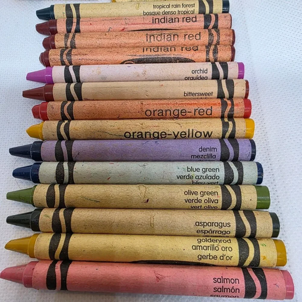 Lot Retired/Discontinued Crayola Crayons:Dandelion, Orange-Red, Indian Red &more